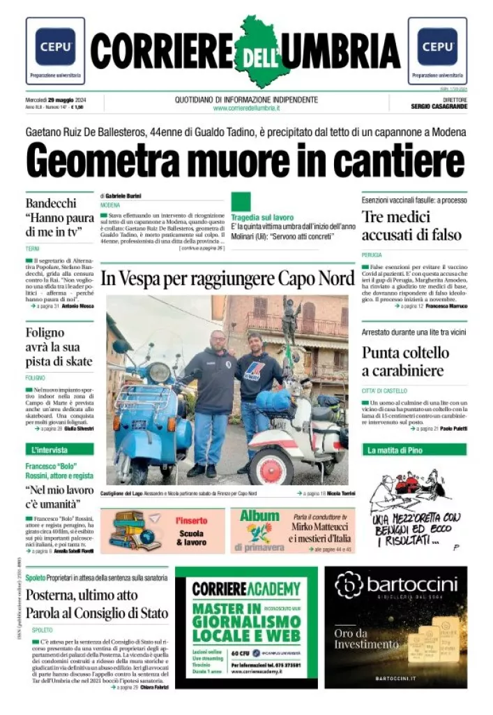 Prima-pagina-corriere umbria-del-2024-05-29